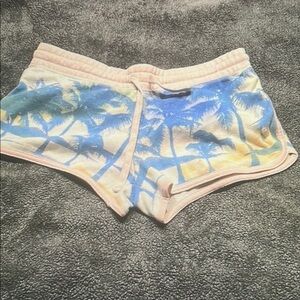 Aeropostale Palm Tree Print Shorts - Blue and Yellow